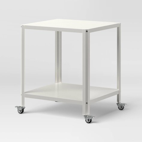 Image for Room Essentials 2-Shelf Powder-Coated Metal Rolling Accent Table