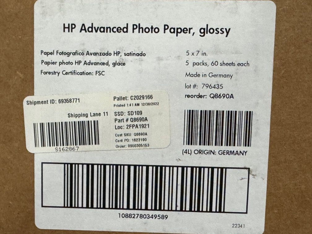 HP Advanced Photo Paper Glossy 5" x 7" Q8690A (2 Boxes)
