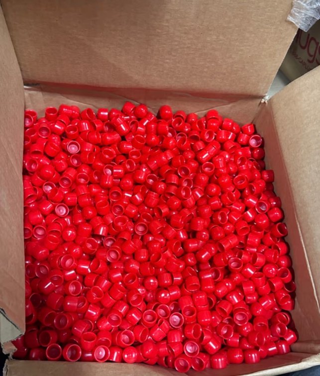 Red Vinyl Protective End Caps, VC-375-8 & VC-625-8 - 7,500 Count