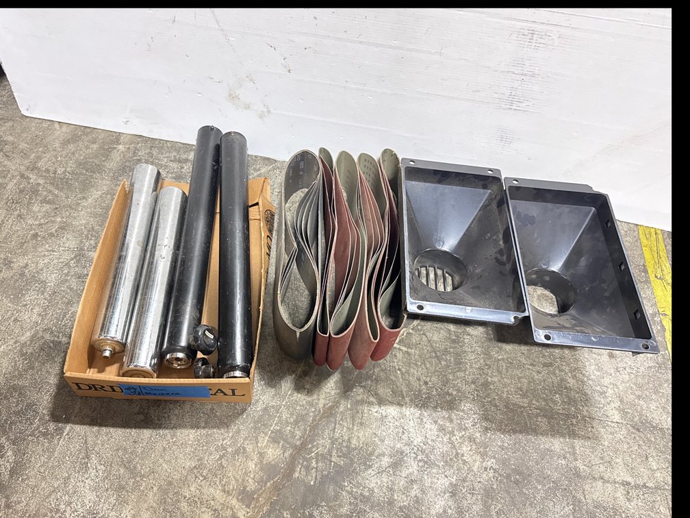 Sander Parts Lot: Rollers, Support Tubes, Dust Hoods, Sanding Belts