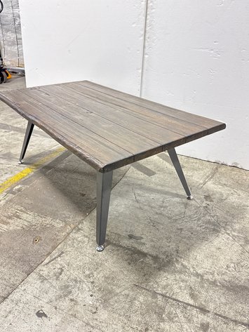 Image for Rustic Wood Plank Coffee Table with Tapered Metal Legs