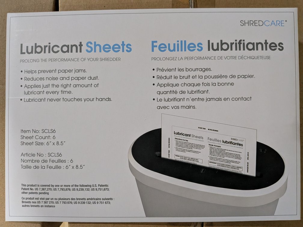 6-Pack Shredcare Shredder Lubricant Sheets - 48 Packs Per Box (10 Boxes)