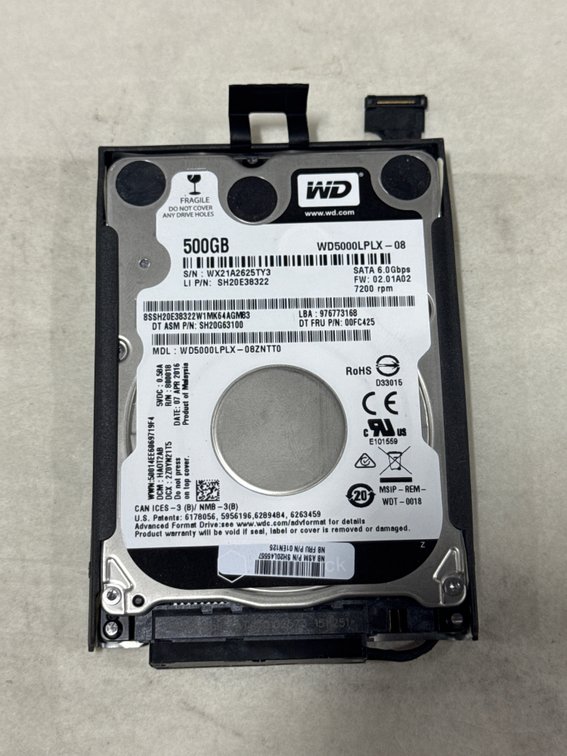 WD 500GB 7200 RPM 2.5" SATA Laptop Hard Drive with Caddy