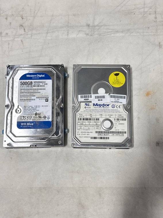 (2) 3.5" Internal Computer Hard Drives, 500GB SATA & 40GB IDE