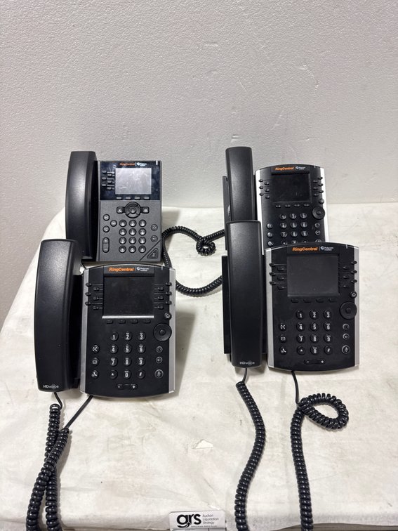 (4) Polycom RingCentral VoIP HD Voice Desk Phones
