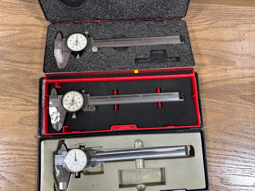 (3) `6" Dial Calipers with Fitted Cases Starrett and Brown & Sharpe