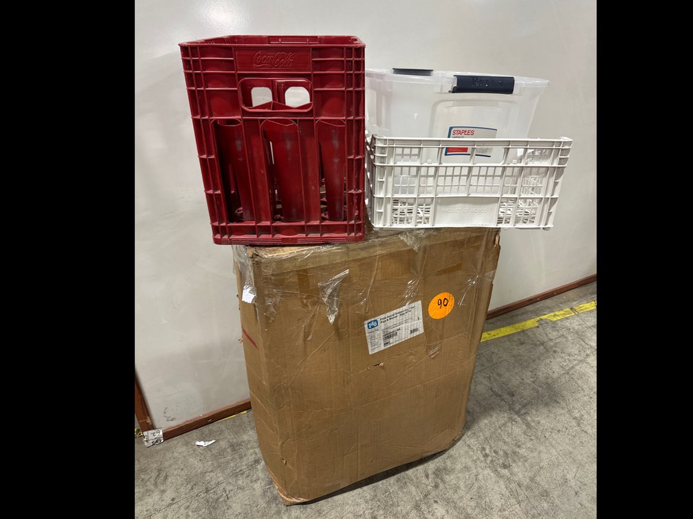 Plastic Storage Crates, Staples Bin, and New Pig Floor Markers