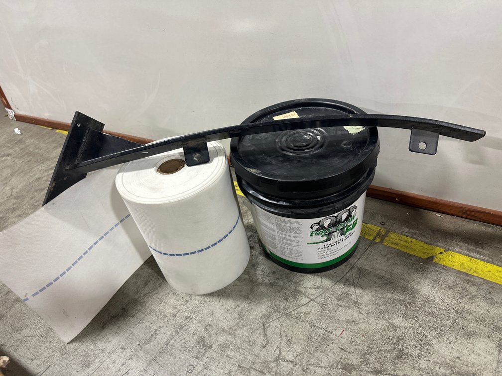 Synthetic Turf Adhesive, Seaming Tape, and Metal Mounting Bracket