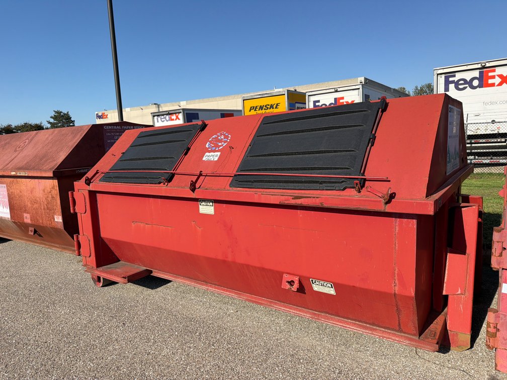 Steel Paper Recycling Dumpster Container with Flip-Up Lids