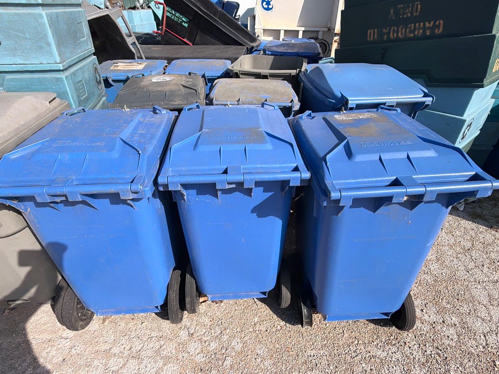 SSI Schaefer Blue Wheeled Roll-Out Trash & Recycling Carts