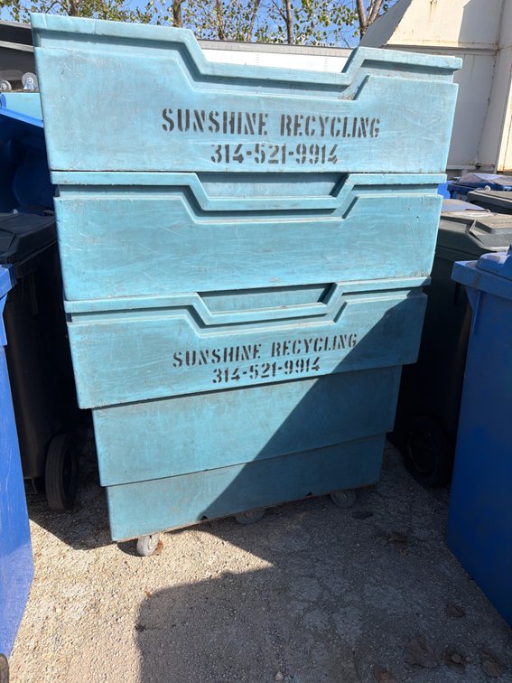 Set of 3 Blue Heavy-Duty Plastic Bulk Carts with Casters