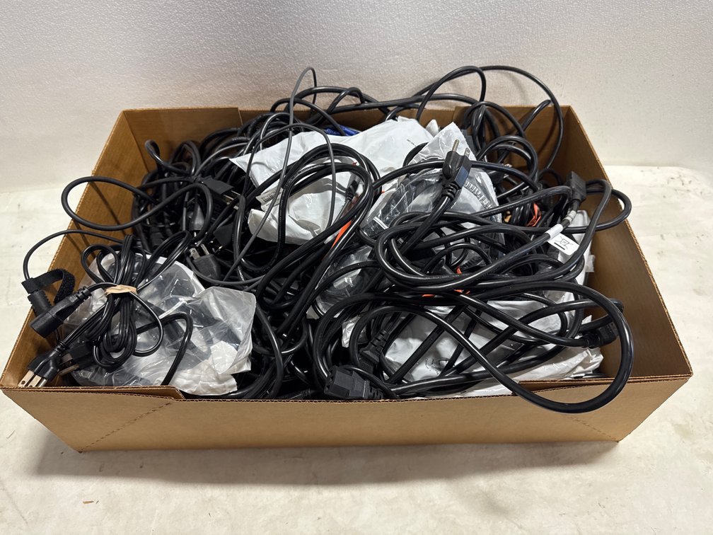 Lot of AC Power Cords with 3-Prong Plugs and IEC C13 Connectors