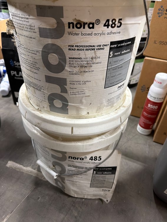nora 485 Water Based Acrylic Adhesive - (2) 4-Gallon Buckets