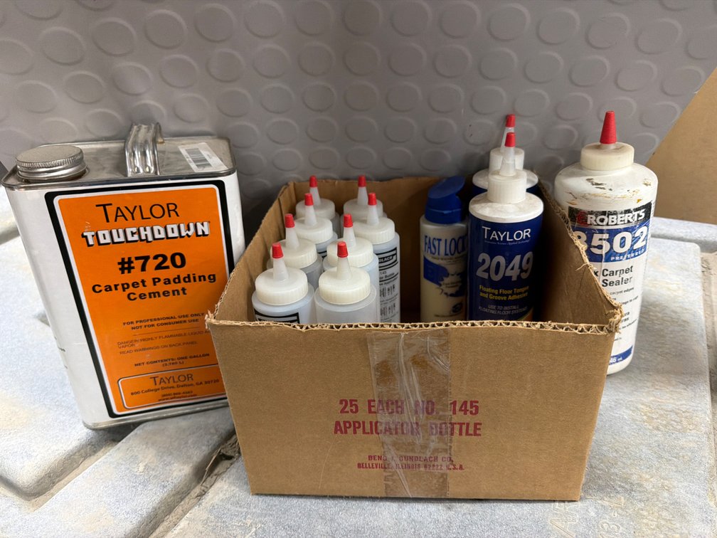 Flooring Adhesives, Carpet Padding Cement, Sealer & Applicator Bottles