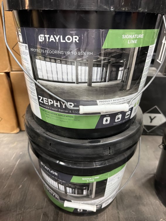 (2) Taylor Signature Line Zephyr Moisture Vapor Barrier Pails, 4 Gal