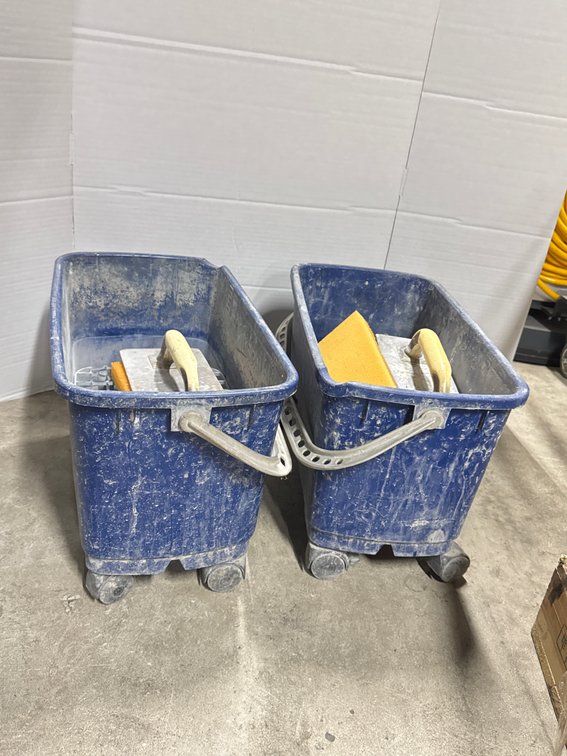 2 Rolling Tile Grout Wash Buckets with Sponge Floats
