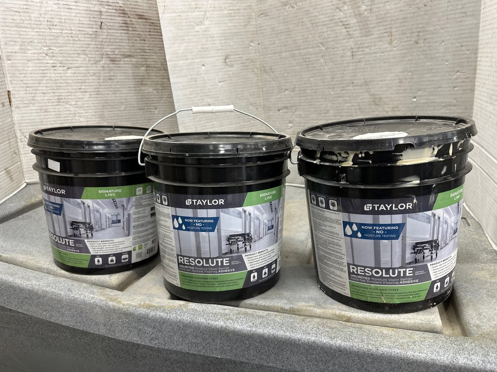 (3) Taylor Resolute Hard-Set Resilient Flooring Adhesive - (3) 2-Gal Pails