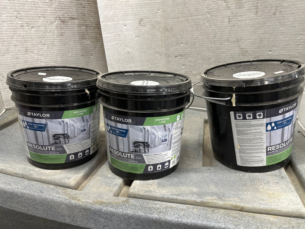 (3) Taylor Resolute Hard-Set Resilient Flooring Adhesive - (3) 2-Gal Pails