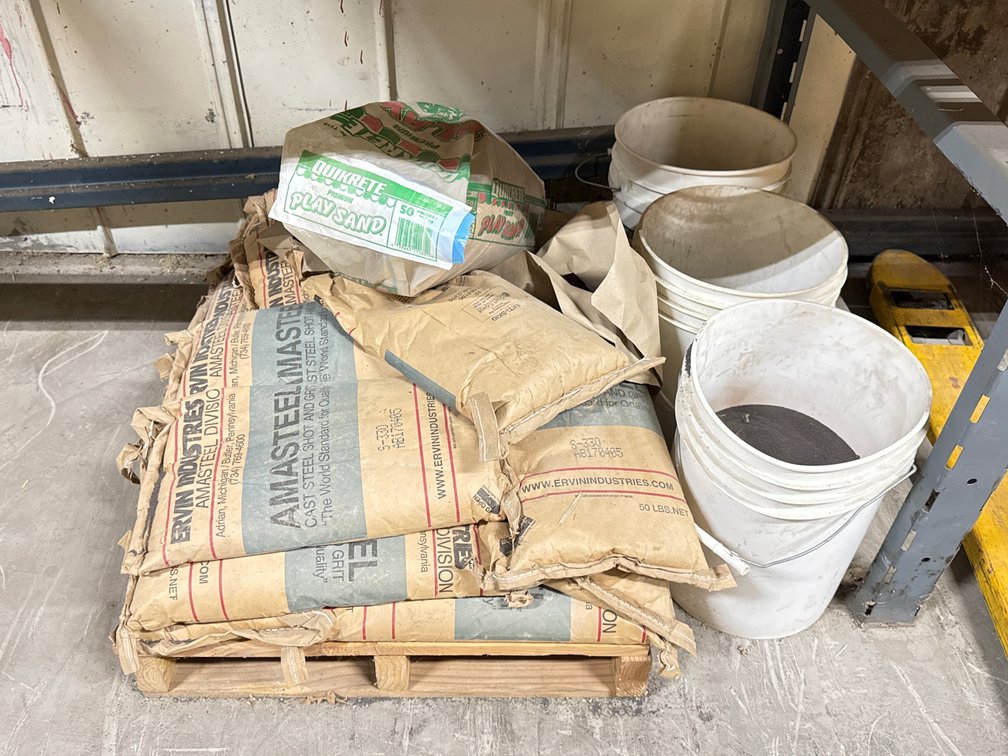 Cast Steel Shot S-330 Media, Play Sand, and Buckets - 17 Bags, 3 Buckets