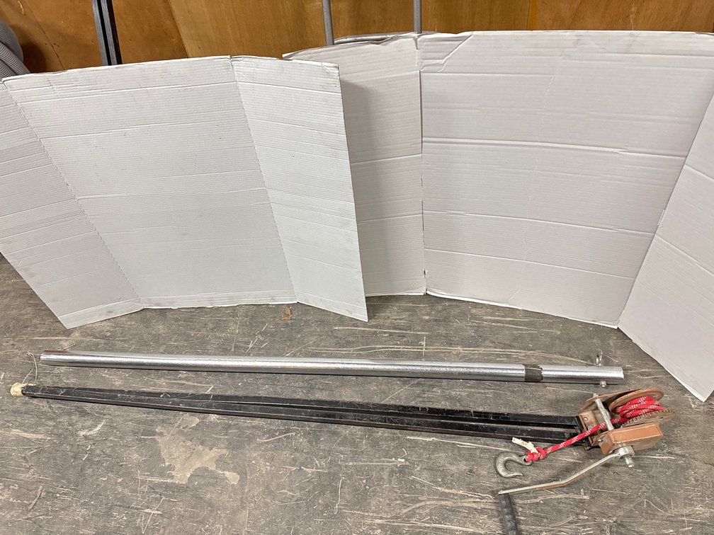 Manual Hand-Crank Winch Assembly with Mounting Rails and Pole