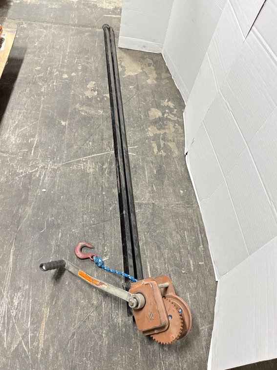 Manual Hand Crank Winch Assembly with Boom Arm and Hook