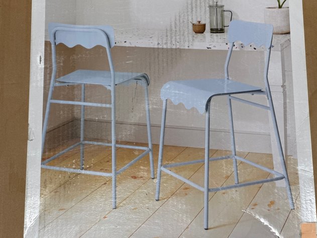 Image for Room Essentials 2-Pack Blue Metal Counter-Height Stools