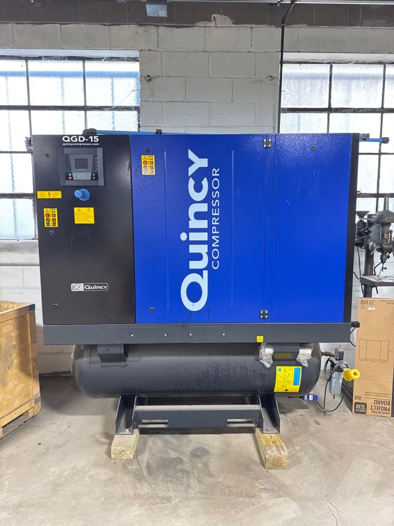 Quincy QGD15FF Rotary Screw Air Compressor with Dryer & Receiver Tank