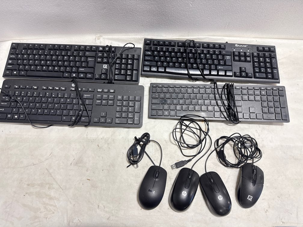 (4) Wired USB Keyboards and (4) Optical Mice