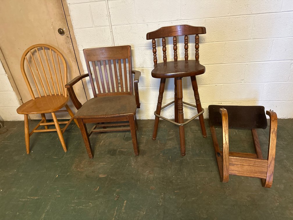 Wooden Dining Chair, Slat-Back Armchair, Swivel Barstool, Kneeling Chair