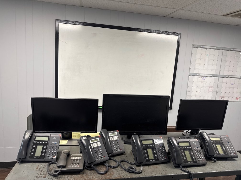 Computer Monitors, ESI Desk Phones, and Dell Keyboard