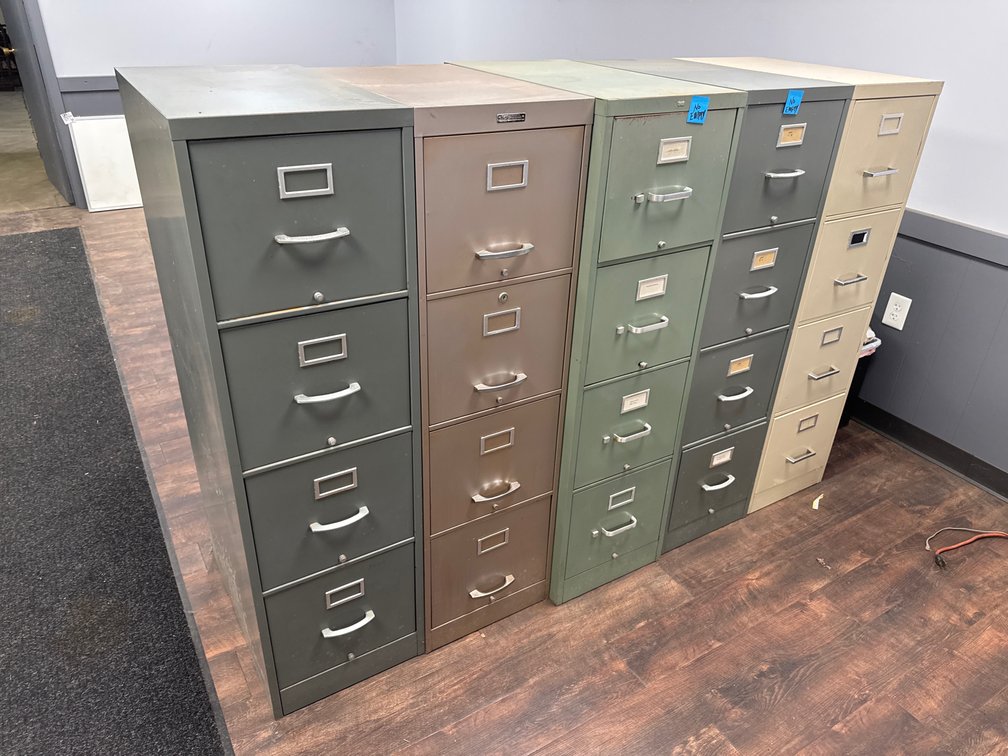 (5) 4-Drawer Metal Vertical Filing Cabinets
