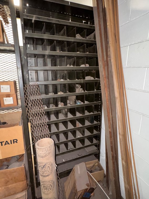 Industrial Metal Multi-Compartment Parts Bin Shelving Unit with Pipe Fittings