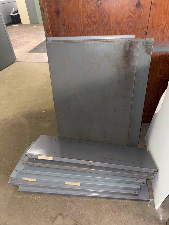 Steel Shelving Components with Upright Panels and Shelves
