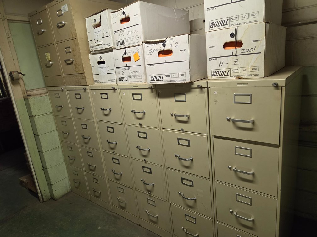 (6) Steelcase and HON Metal Vertical Filing Cabinets w/ Quill Storage Boxes