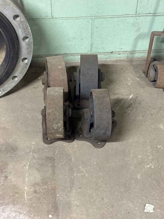 Set of 4 Heavy-Duty Cast Iron Industrial Casters