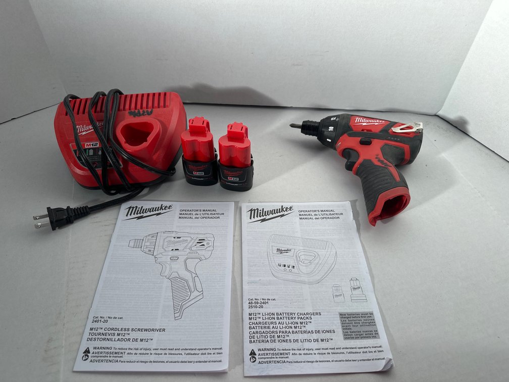 Milwaukee Screwdriver w/ Batteries & Charger 