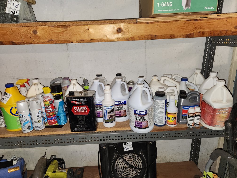 Shelf of Chemicals Assorted 