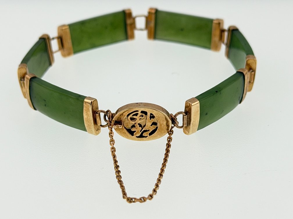 14kt jade longevity link bracelet