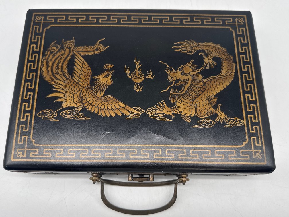 Vintage Mahjong set in leather covered case