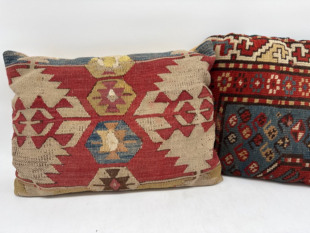 Two Kilim fragment throw pillows