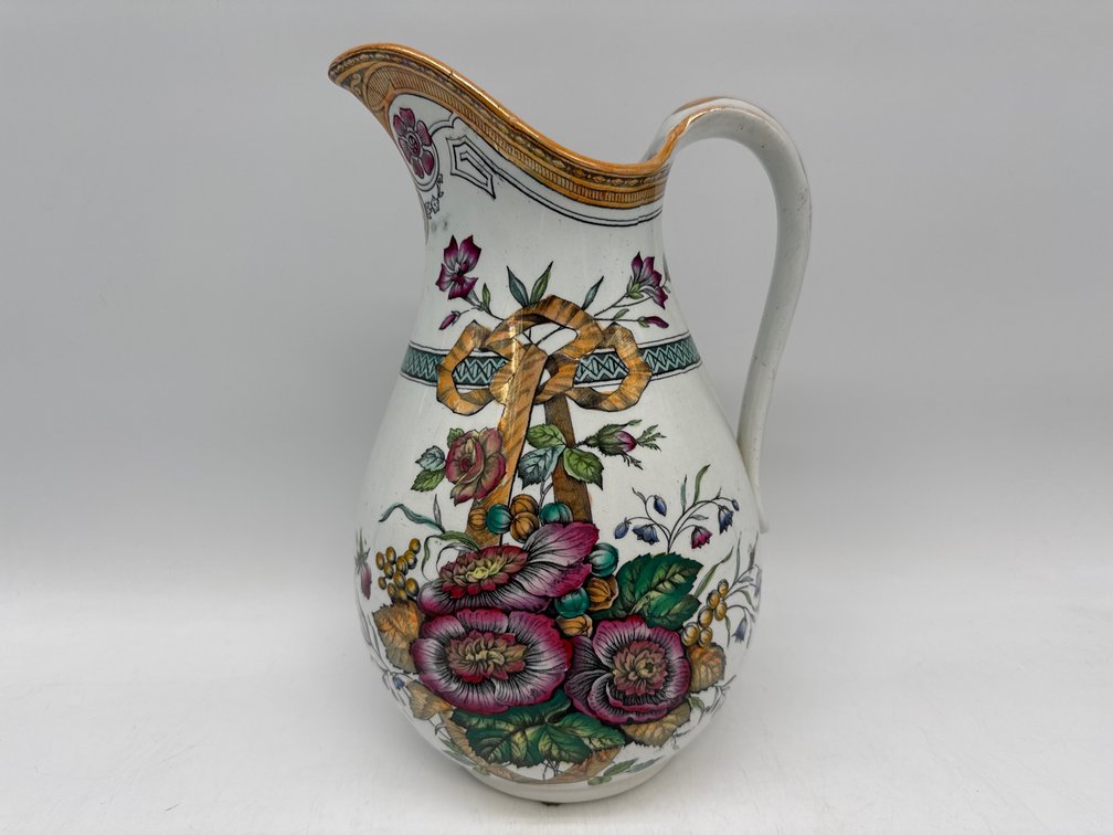 Thomas Blackhurst and Sons English floral pottery pitcher