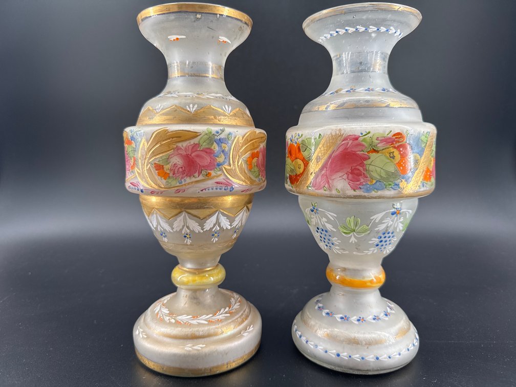 Pair antique mercury glass vases; GR