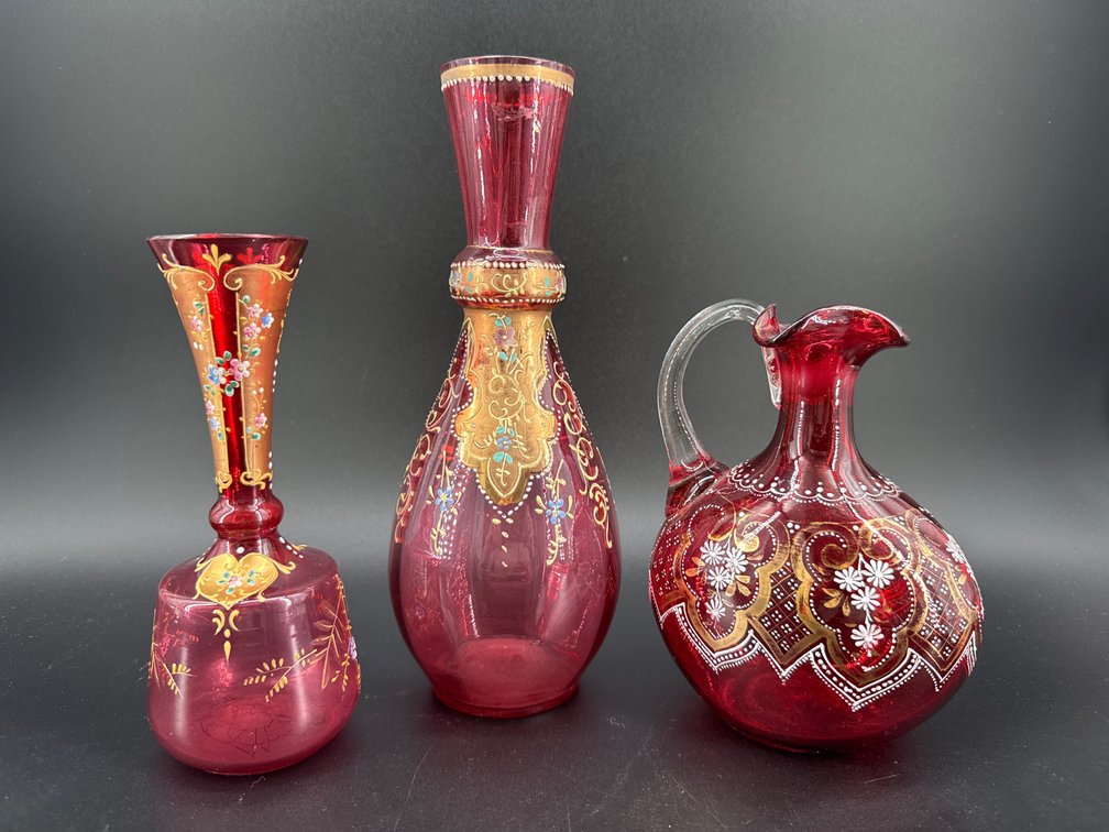 Antique Czech cranberry glass; GR