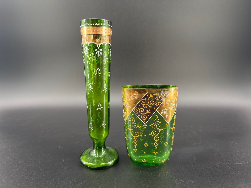 Moser style antique vases; GR