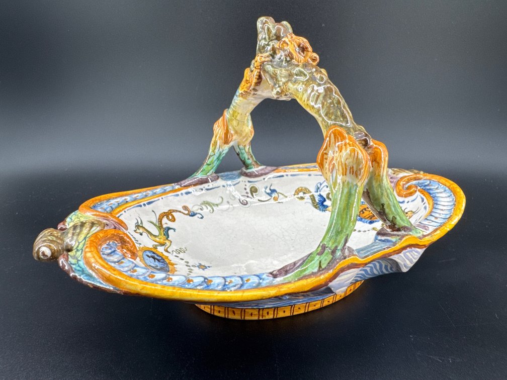 Majolica serpent bowl; GR
