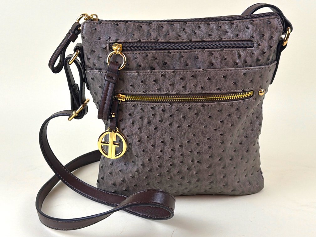 NEW Leather faux ostrich shoulder bag; GR