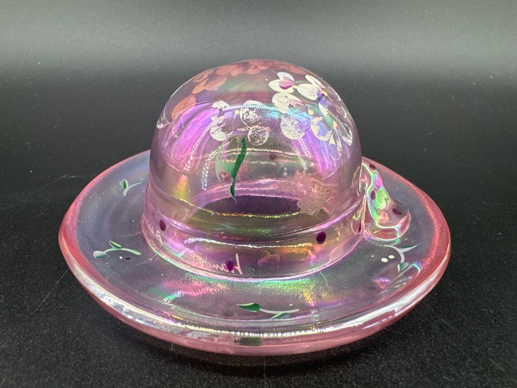 Fenton signed floral hat; GR