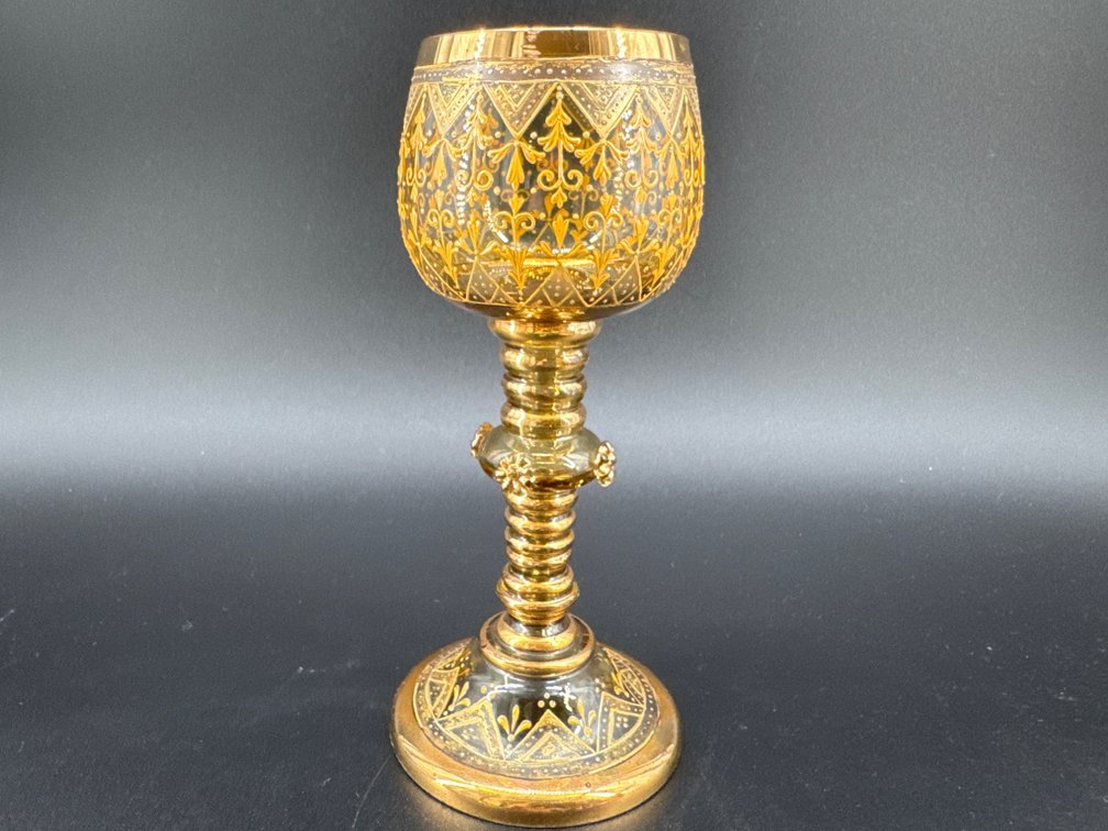 Gilt and amber goblet; GR