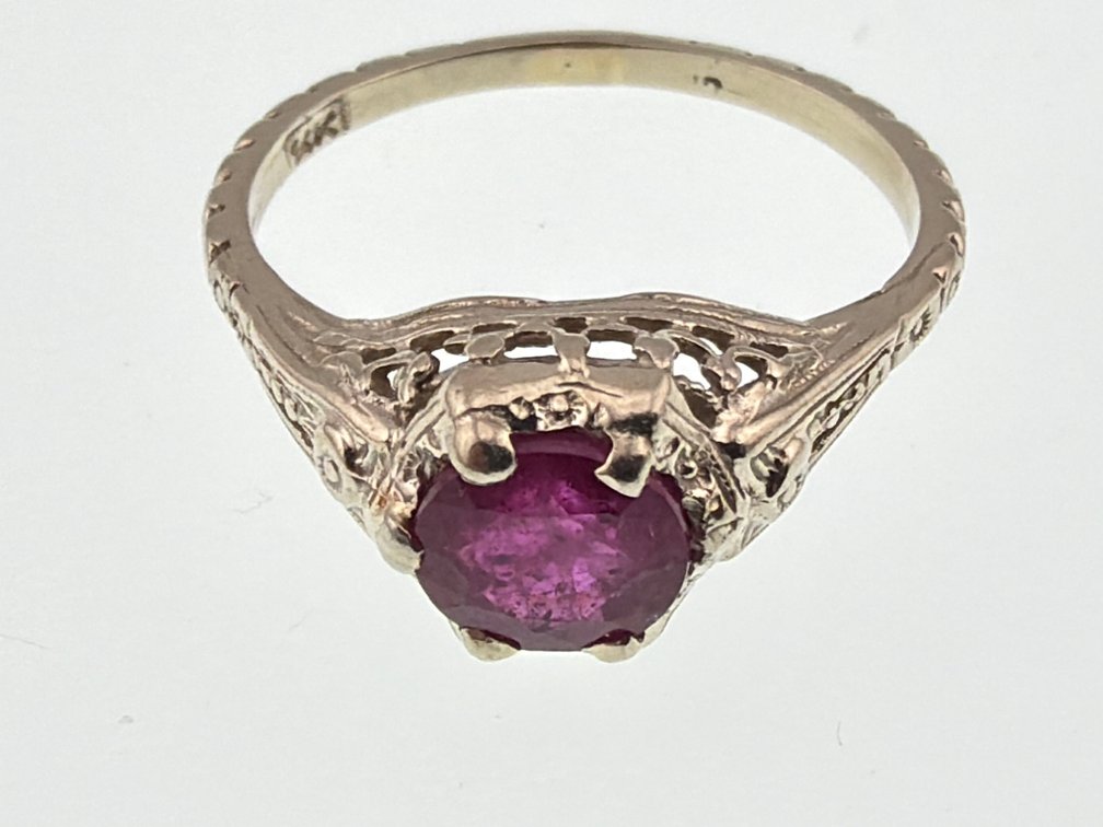 Art Deco 14kt natural ruby ring