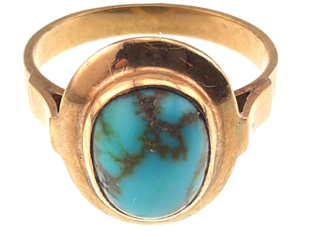 14kt and turquoise cabochon ring